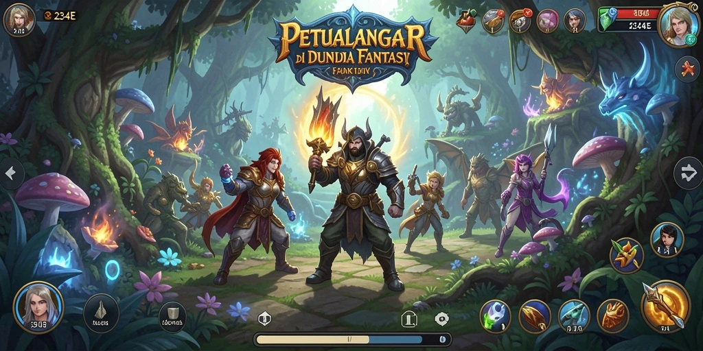 Screenshot gameplay RPG 234E menampilkan pertarungan epik dan petualangan menantang.