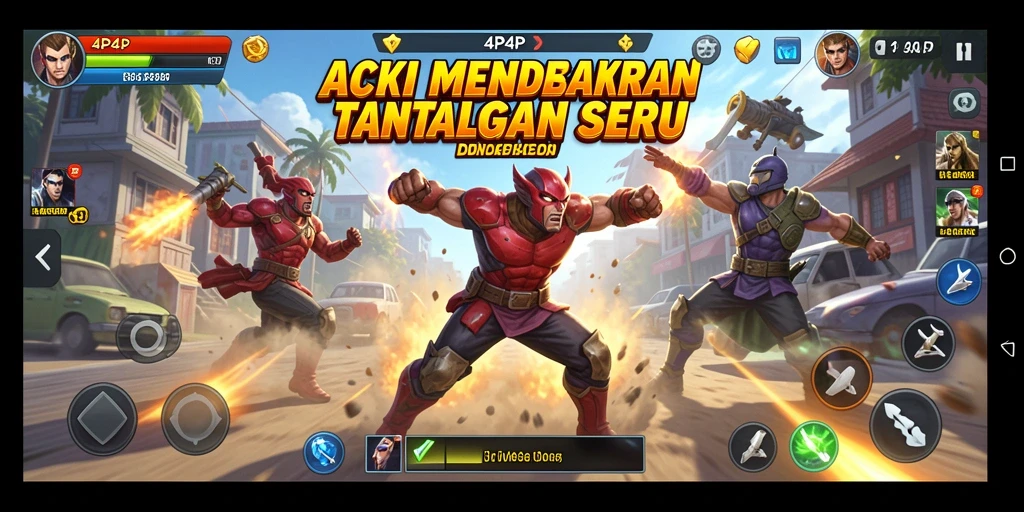 Screenshot aksi seru dalam game 4P4P dengan gameplay yang intens.