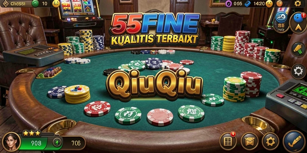 Tampilan gameplay seru dalam permainan QiuQiu 55FIVE.