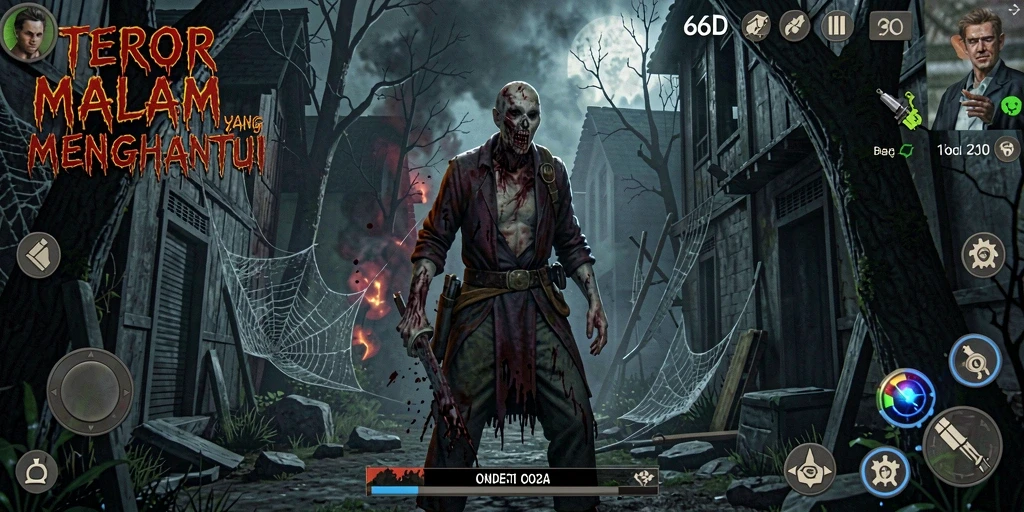 Screenshot gameplay 66D menampilkan momen menegangkan di lokasi angker.