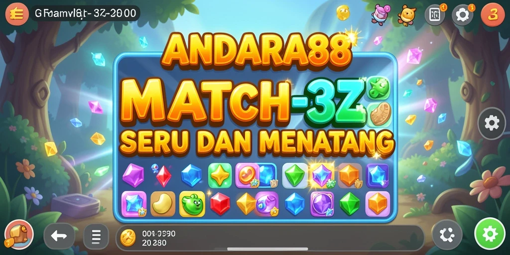 Tampilan gameplay seru dari ANDARA88 dengan elemen Match-3.