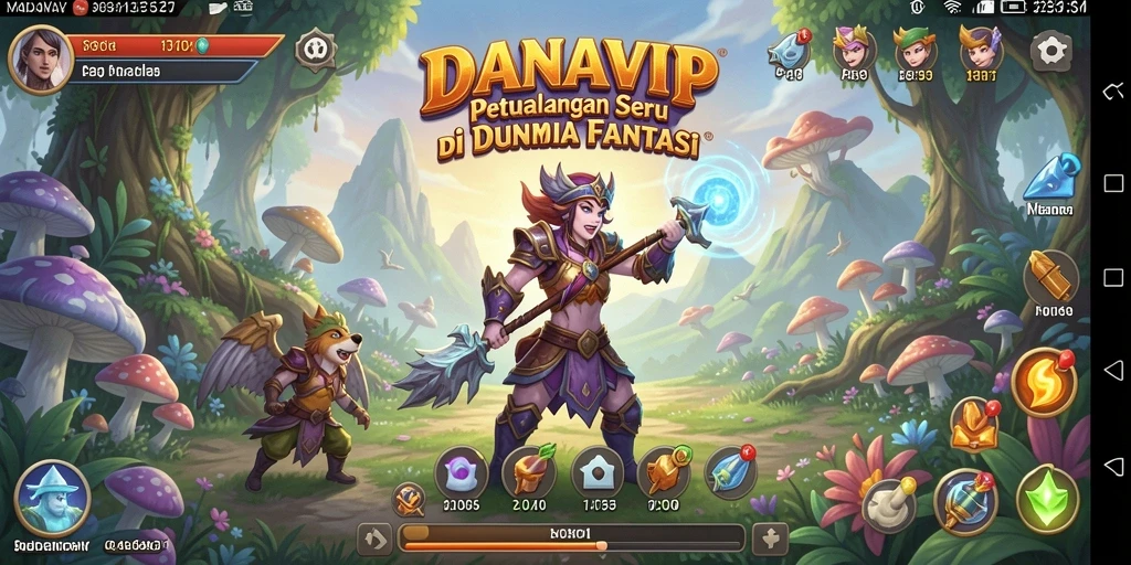 Tampilan gameplay DANAVIP yang menampilkan petualangan seru dan karakter unik.