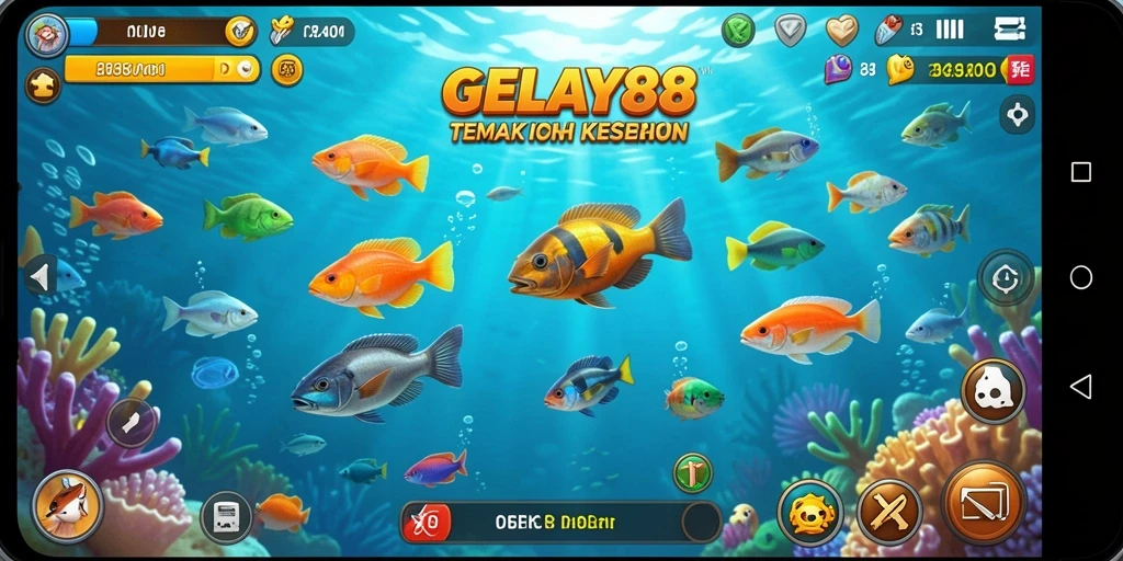 Tampilan screenshot gameplay seru di GELAY88 saat menangkap ikan.