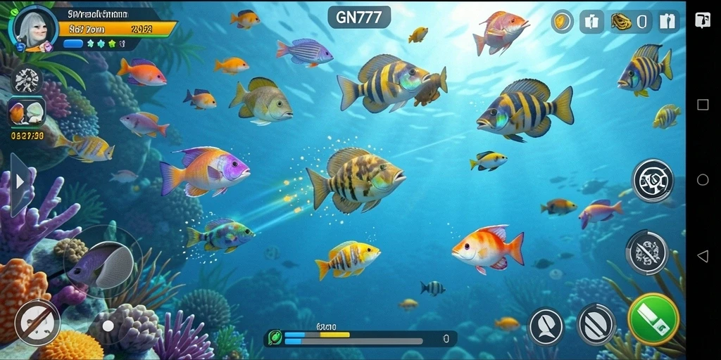Tampilan gameplay GN777 yang seru saat menangkap ikan.