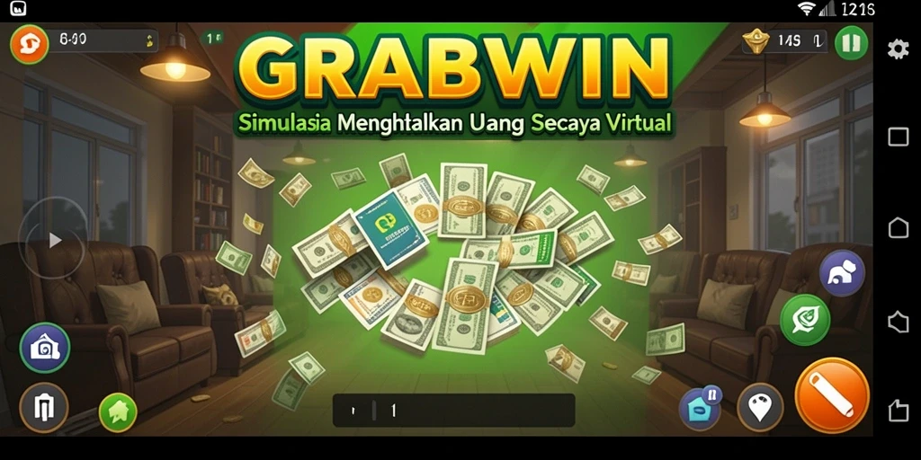 Screenshot gameplay <strong>GRABWIN</strong> menunjukkan misi menarik dalam simulasi bisnis.