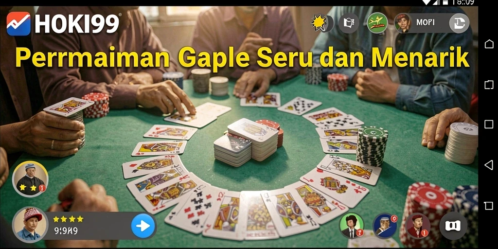 Tampilan gameplay seru HOKI99 saat bermain Gaple.