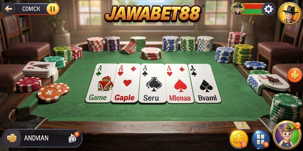 Gameplay seru Gaple di JAWABET88 dengan interaksi langsung.