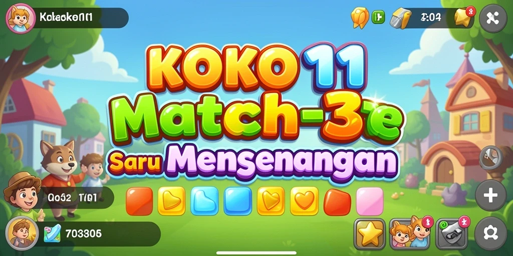 Tampilan gameplay seru dalam KOKO11 dengan elemen Match-3.