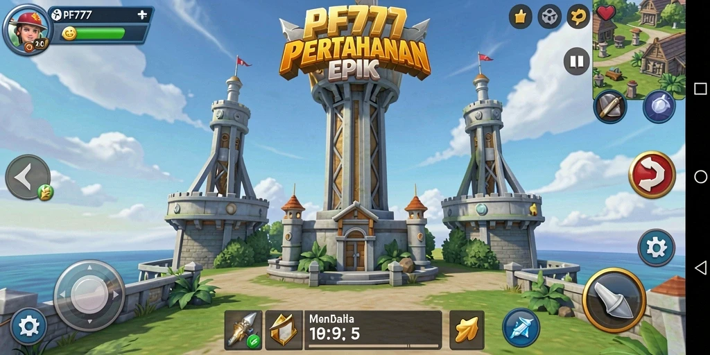 Screenshot menampilkan aksi mendebarkan dalam game Tower Defense PF777.