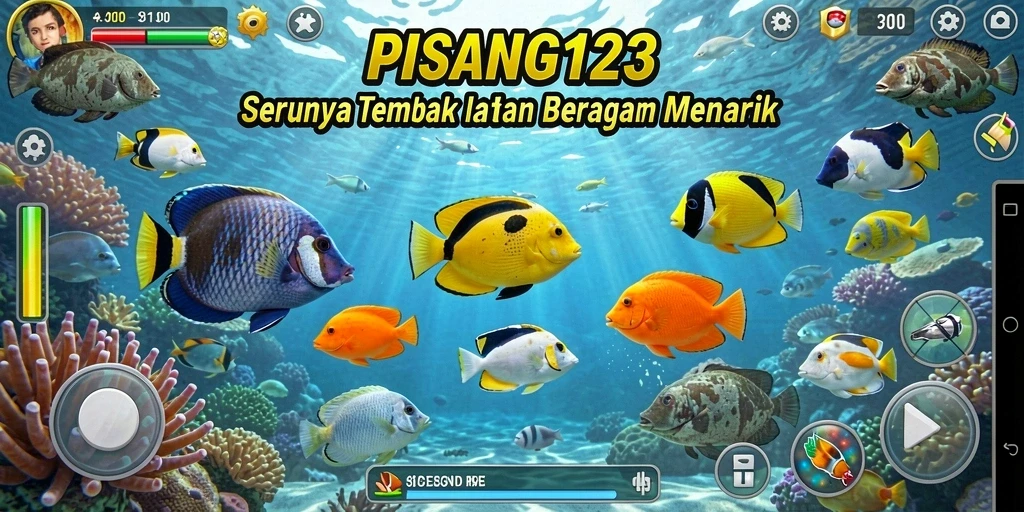 Tampilan gameplay seru PISANG123 saat menembak ikan.