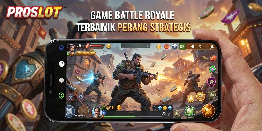 Tampilan screenshot gameplay PROSLOT dalam pertempuran Battle Royale yang seru.