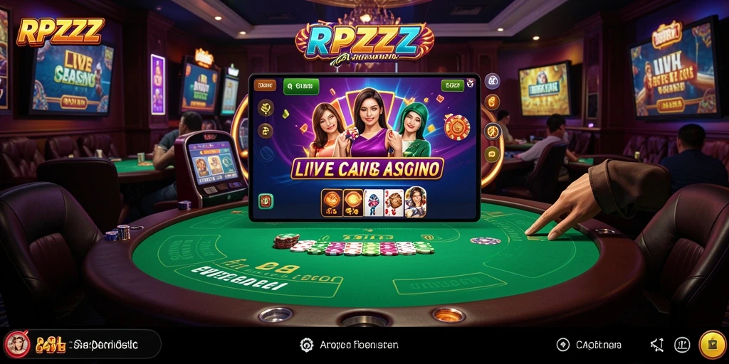 Tampilan gameplay menarik dari RPZZZ dengan dealer langsung dan banyak permainan.