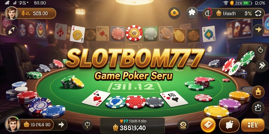 Gambaran gameplay Poker di SLOTBOM77 dengan pemain berinteraksi.