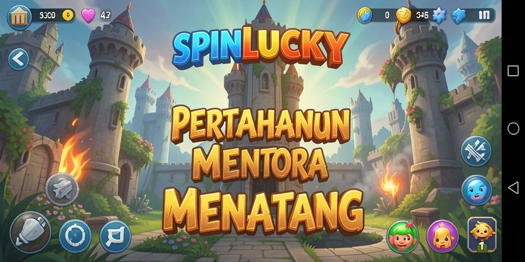 Tangkapan layar SPINLUCKY menunjukkan momen intens dalam pertahanan menara.