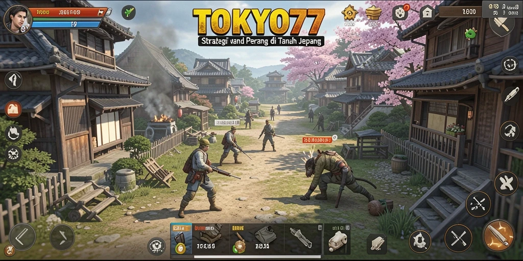 Screenshot utama dari TOKYO77 menampilkan aksi pertempuran yang dinamis.