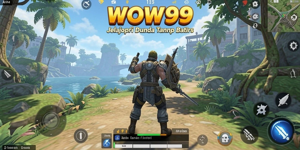 Screenshot utama WOW99 menampilkan petualangan seru di dunia open world.